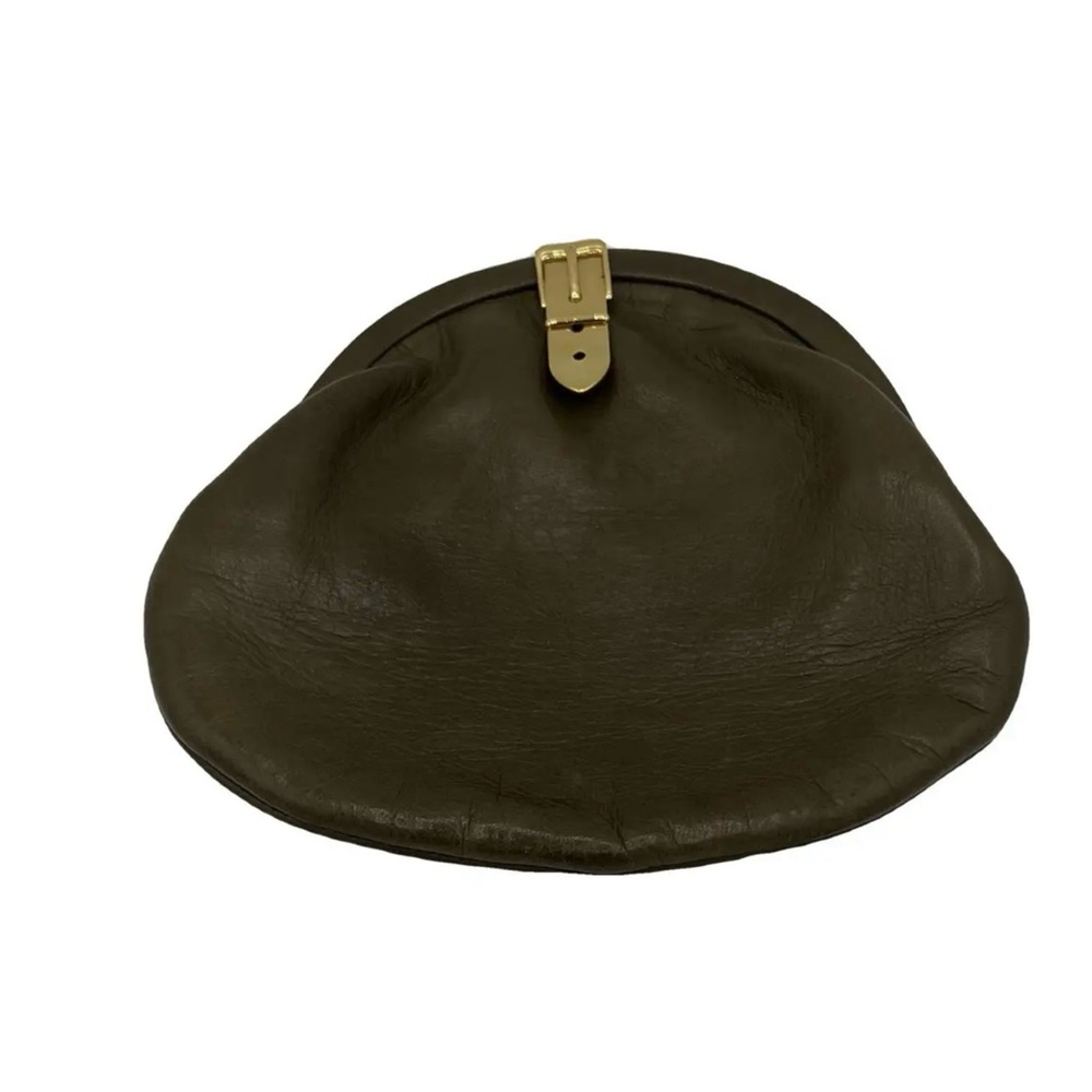 Gucci Dark Olive Leather Coin pouch with Gold Clasp